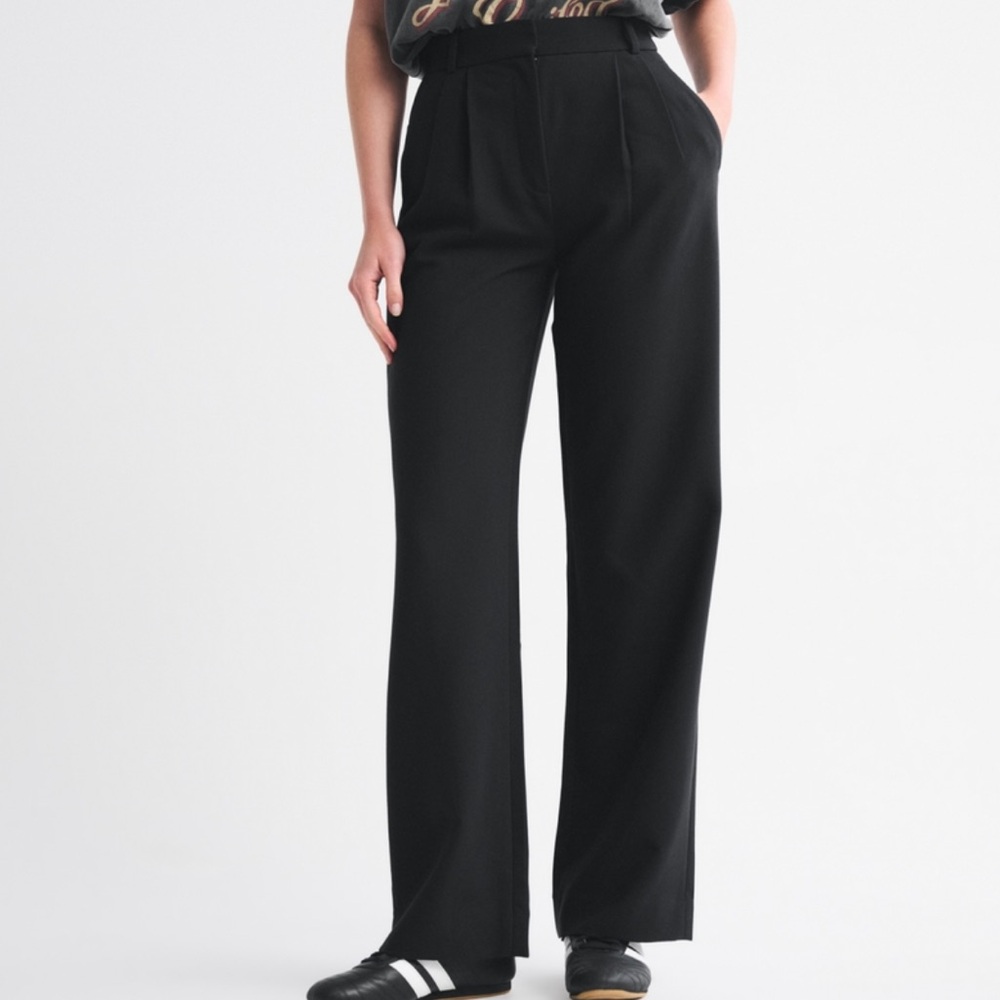 Abercrombie & Fitch Black Wide-Leg Trousers